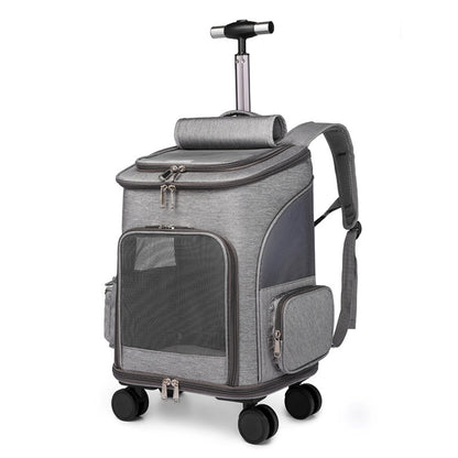 Smart Travel Pet Trolley – Foldable Backpack for Cats & Dogs