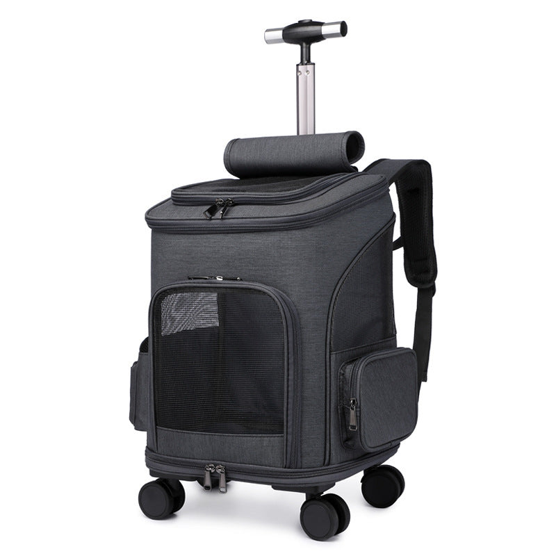 Smart Travel Pet Trolley – Foldable Backpack for Cats & Dogs