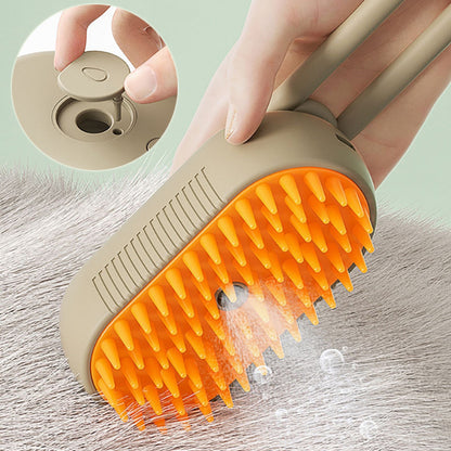 3-in-1 Electric Steam Pet Brush – Grooming, Hair Removal & Massage