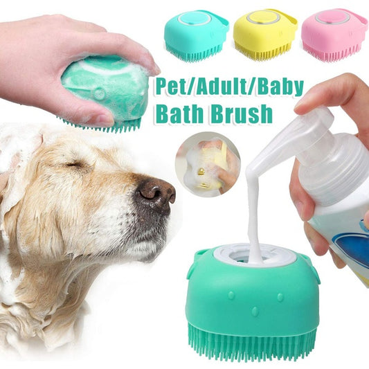 Silicone Pet Bath Gloves – 2-in-1 Massage & Shampoo Brush for Dogs & Cats