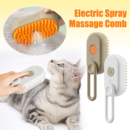 3-in-1 Electric Steam Pet Brush – Grooming, Hair Removal & Massage