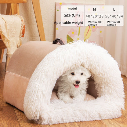 Portable Warm Pet Nest – Cozy Fluffy Bed for Dogs & Cats