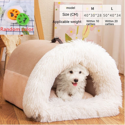 Portable Warm Pet Nest – Cozy Fluffy Bed for Dogs & Cats