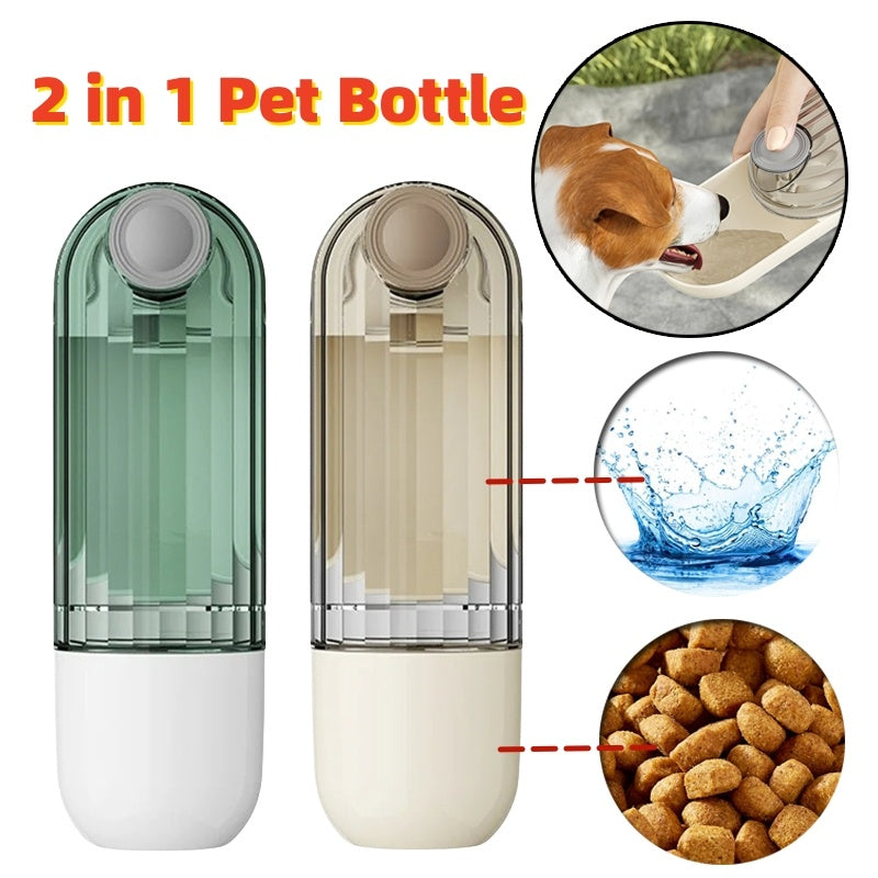 2-in-1 Portable Pet Water Bottle – Smart Travel Cup for Dogs & Cats