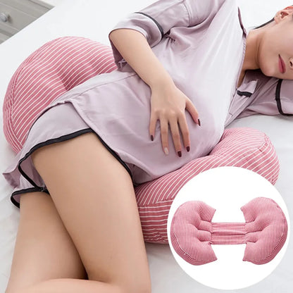 U-Shape Pregnancy Support Pillow: Bamboo Fiber Cotton Body Pillow for Side Sleeping Comfort