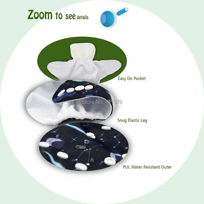 Reusable Baby Cloth Nappy with 1pc Microfiber Insert