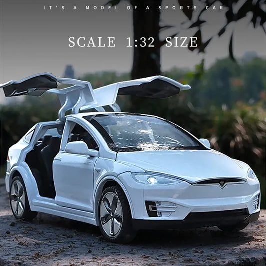 Tesla Model X Alloy Car Models (1:32) - Realistic Simulation with Sound & Light - Perfect Toy Vehicles and Collectibles for Children