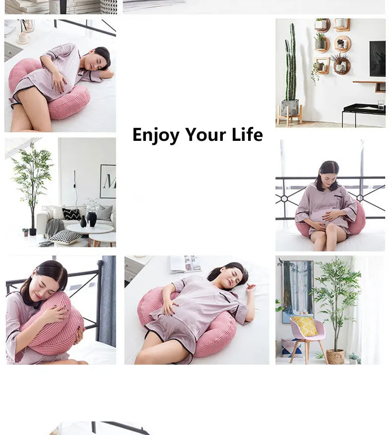 U-Shape Pregnancy Support Pillow: Bamboo Fiber Cotton Body Pillow for Side Sleeping Comfort