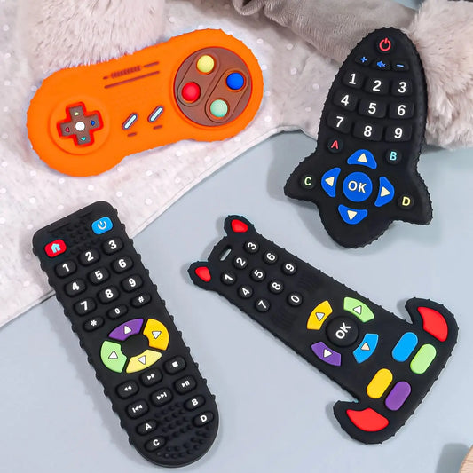 Remote Silicone Teether :BPA Free Remote Control Shape Teether