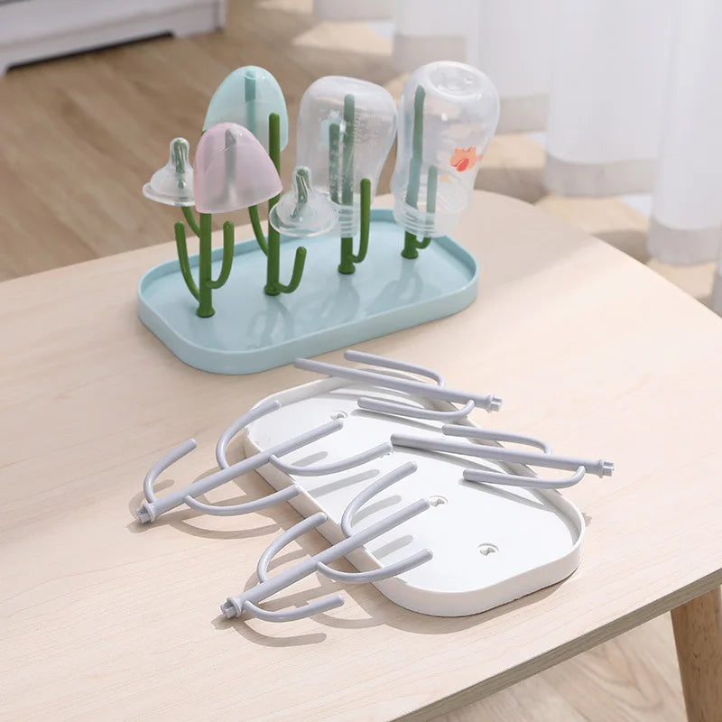 New Baby Bottle Dry Rack: Blue and Pink Bottle Drying Rack for Cleaning, Drying, Draining, and Storage