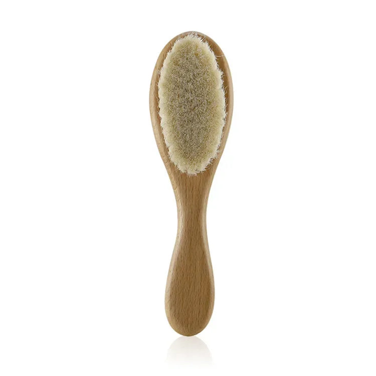 Wooden Baby Brush and Wool Comb Set: Natural Care for Your Baby