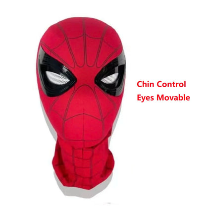 Interactive Spiderman Mask with Movable Eyes: Remote-Controlled Peter Parker Cosplay Halloween Mask – Premium Spandex Fabric for Authentic Look!