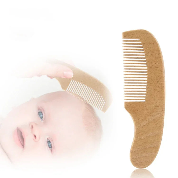 Wooden Baby Brush and Wool Comb Set: Natural Care for Your Baby