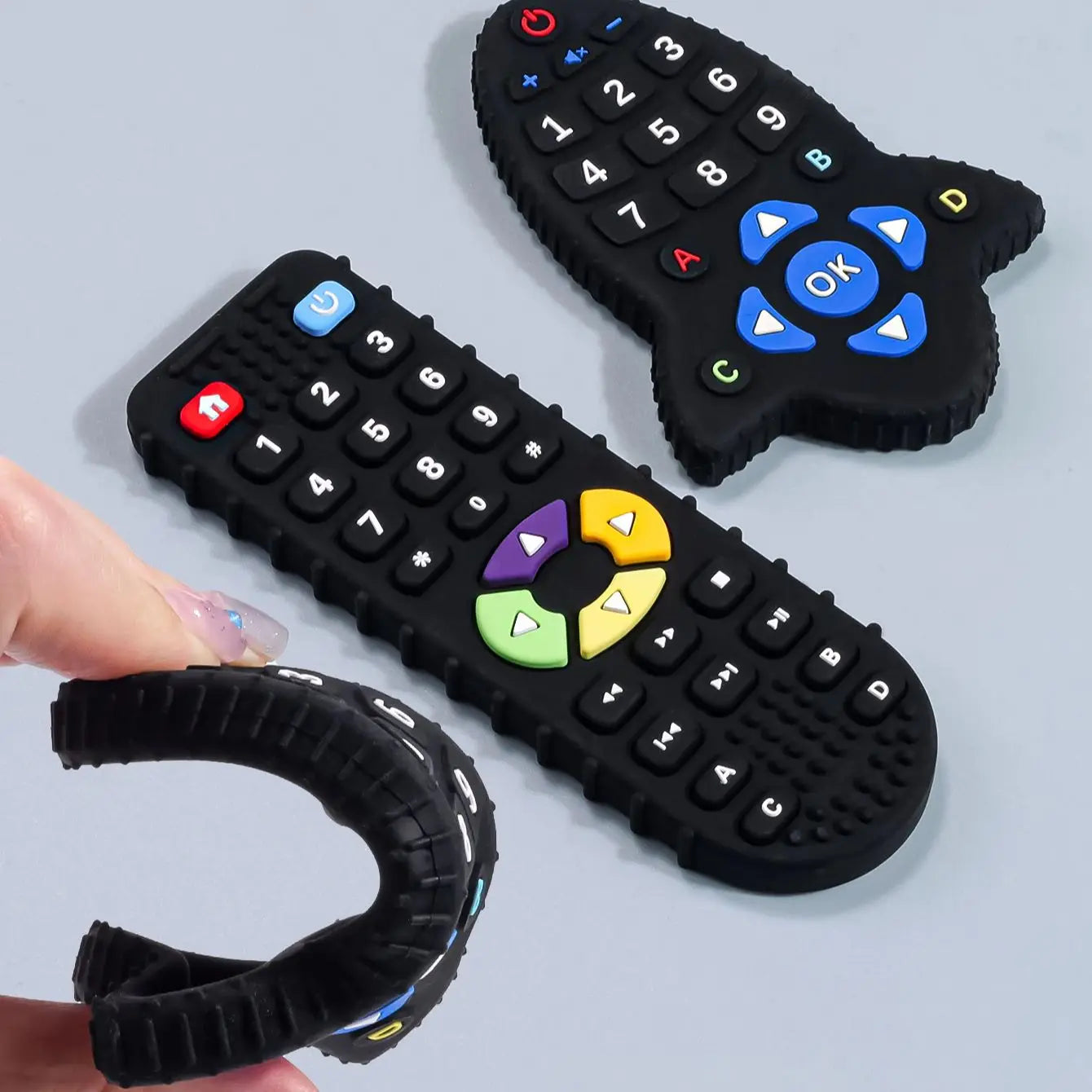 Remote Silicone Teether :BPA Free Remote Control Shape Teether