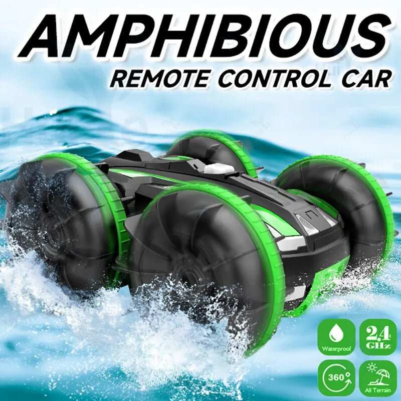 Unleash Thrilling Stunts with the 2.4G Amphibious Stunt Remote Control Vehicle. Designed for Land and Water.