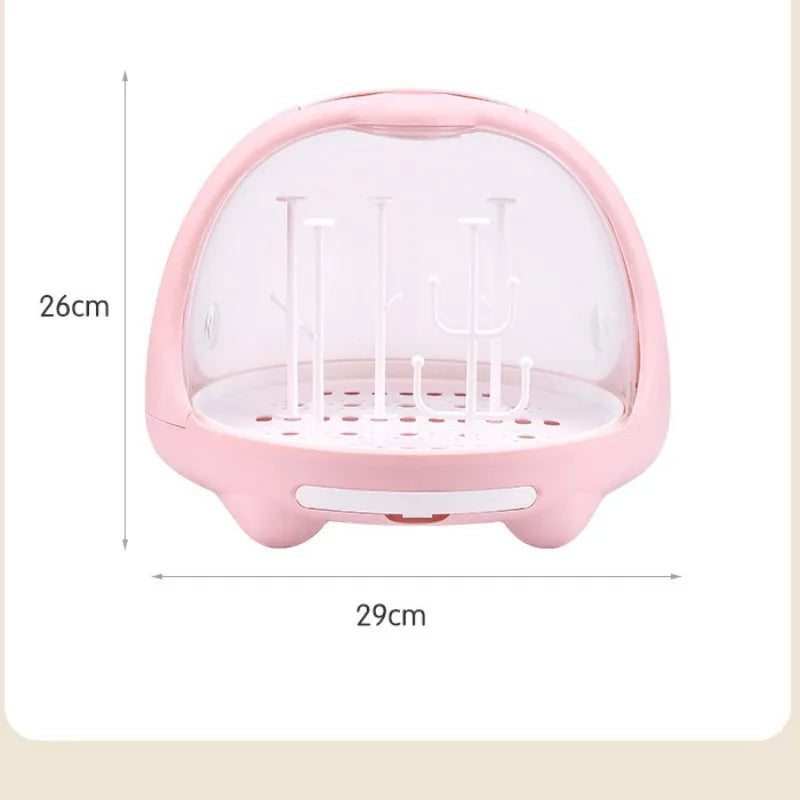 Baby Bottle Holder Storage Box with Anti-Dust Cover -Drying Rack