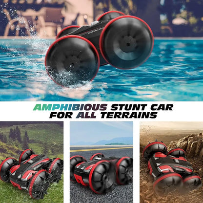 Unleash Thrilling Stunts with the 2.4G Amphibious Stunt Remote Control Vehicle. Designed for Land and Water.