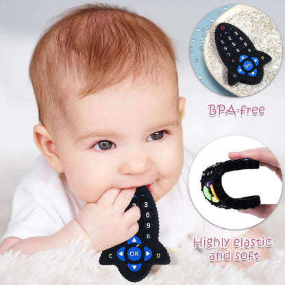 Remote Silicone Teether :BPA Free Remote Control Shape Teether