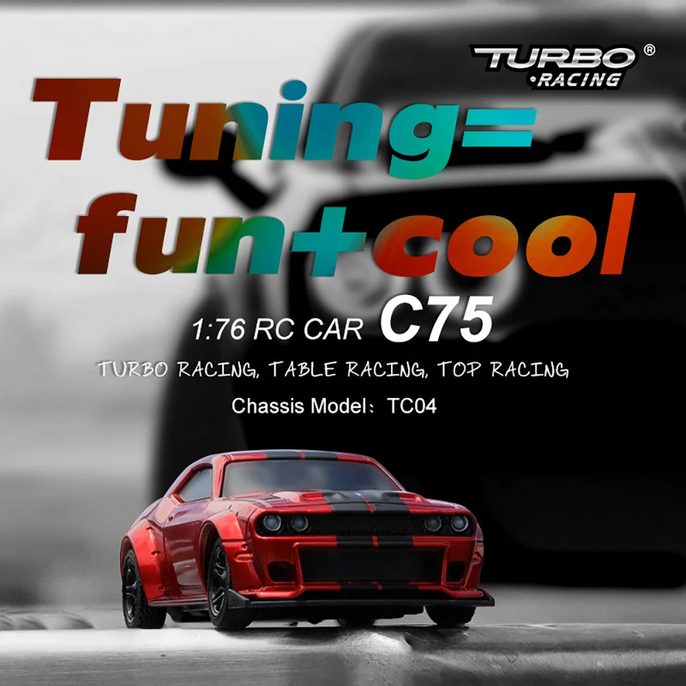 Luxurious and Elegant, Resembling the Iconic Dodge Charger! - Turbo Racing C75 1:76 Mini RC Electric Remote Control On-Road Car