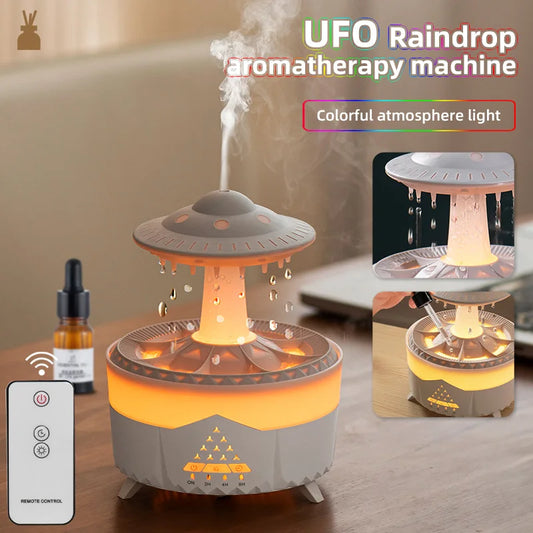 Rain Cloud Humidifier - Essential Oil Diffusers- 350ml Capacity, 7 Colors Night Lights, and Remote Control