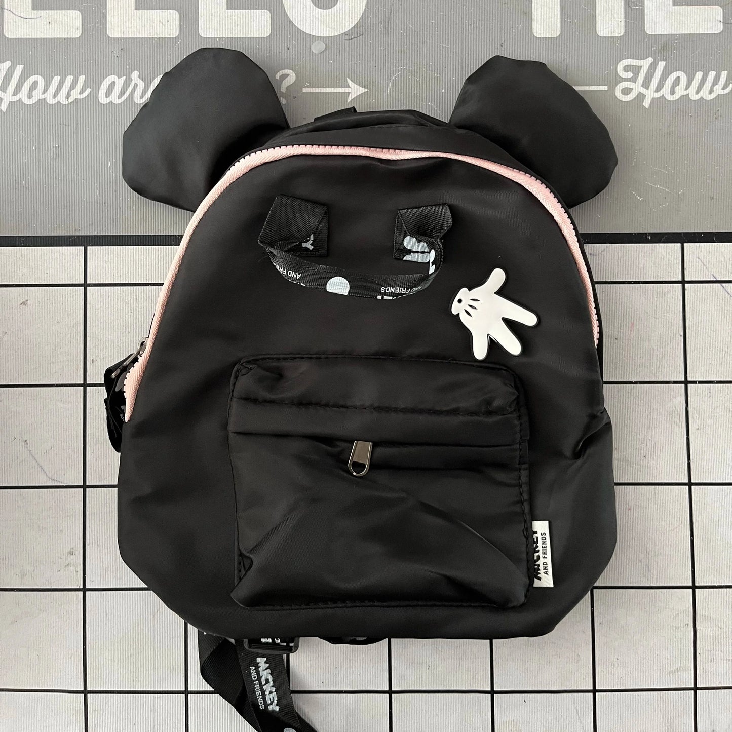 Disney Mickey Mouse Backpack: Black Nylon Zipper, Waterproof School Bag