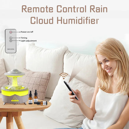 Rain Cloud Humidifier - Essential Oil Diffusers- 350ml Capacity, 7 Colors Night Lights, and Remote Control