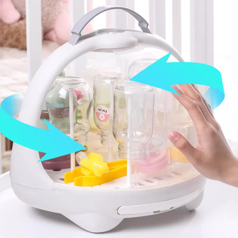 Baby Bottle Holder Storage Box with Anti-Dust Cover -Drying Rack