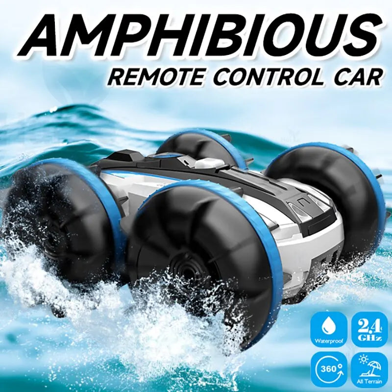 Unleash Thrilling Stunts with the 2.4G Amphibious Stunt Remote Control Vehicle. Designed for Land and Water.