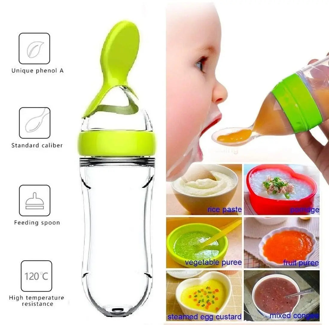 Silicone Feeding Bottle & Spoon Set - Feeding spoon and Fruit Feeder