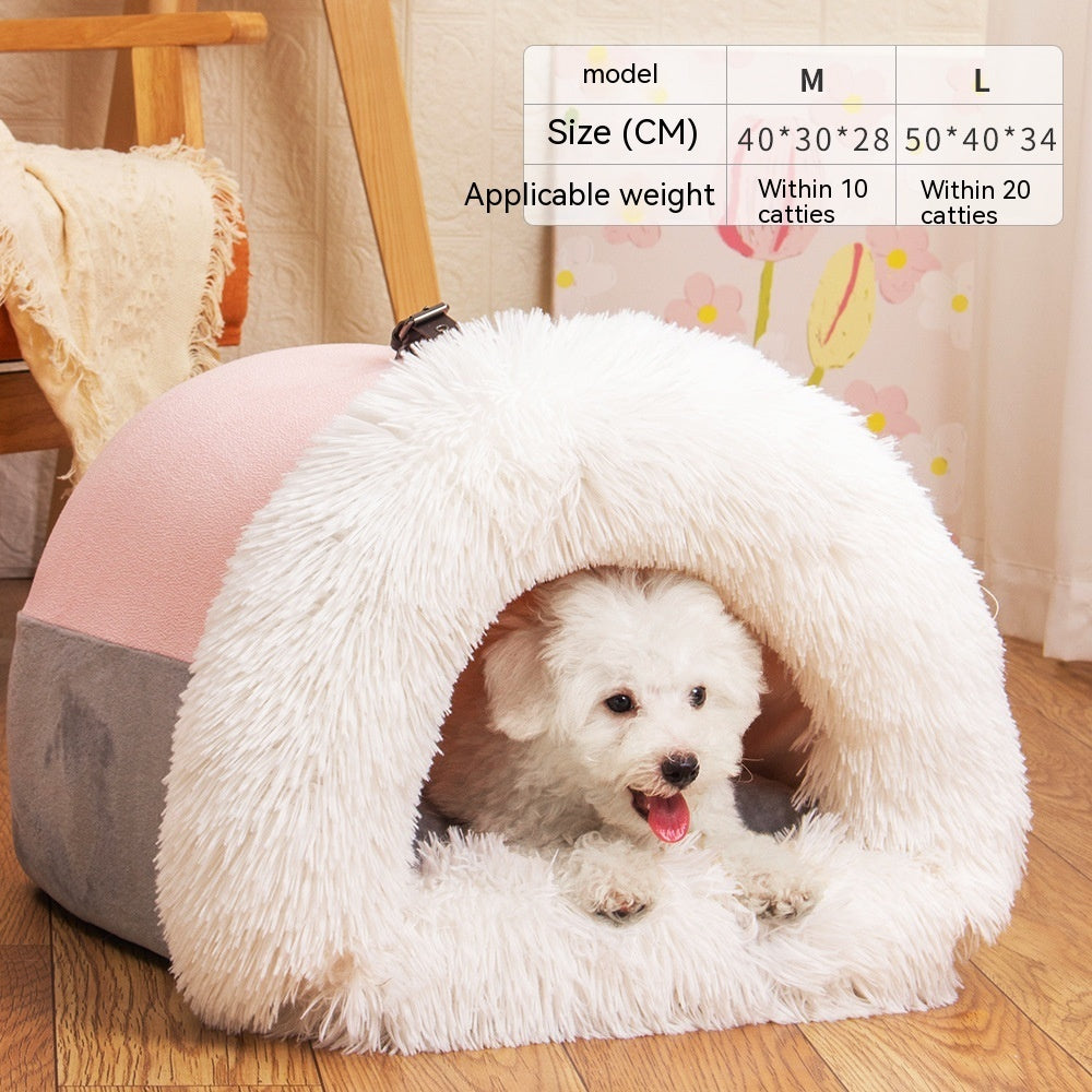 Portable Warm Pet Nest – Cozy Fluffy Bed for Dogs & Cats