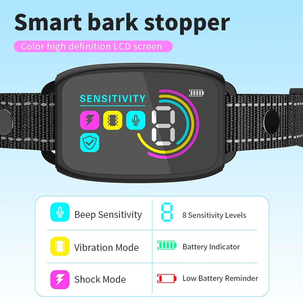 Smart Anti-Bark Dog Collar – Rechargeable Waterproof Bark Stopper