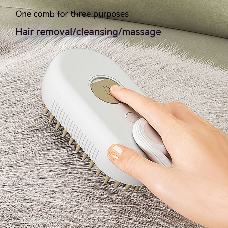 3-in-1 Electric Steam Pet Brush – Grooming, Hair Removal & Massage