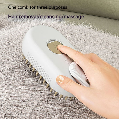 3-in-1 Electric Steam Pet Brush – Grooming, Hair Removal & Massage