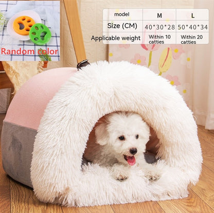 Portable Warm Pet Nest – Cozy Fluffy Bed for Dogs & Cats