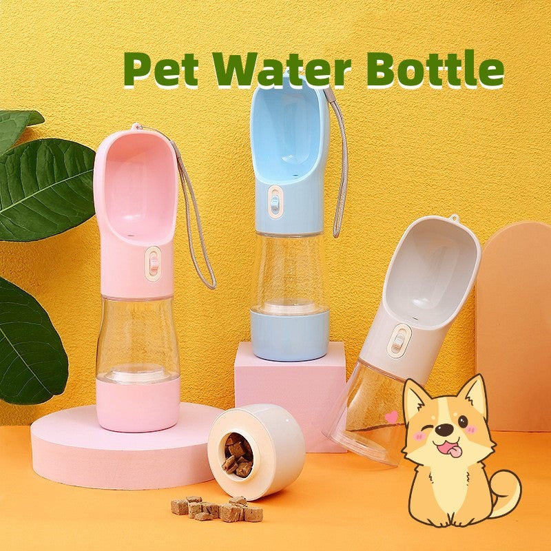 2-in-1 Portable Pet Water Bottle – Travel Feeder for Dogs & Cats