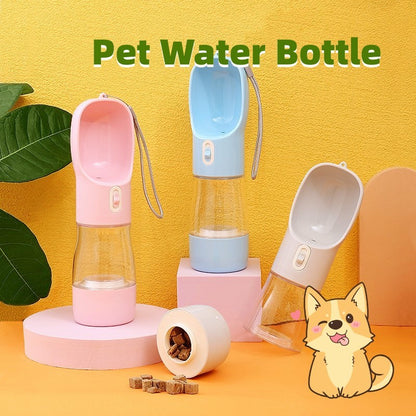 2-in-1 Portable Pet Water Bottle – Travel Feeder for Dogs & Cats