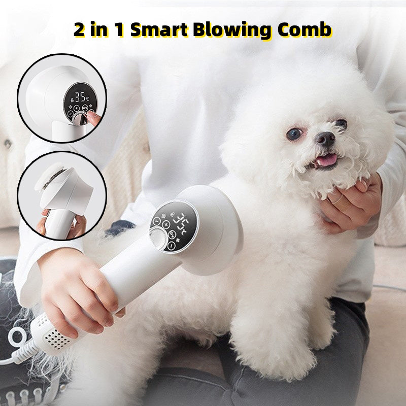 Smart Pet Dryer Brush – 2-in-1 Blow & Comb for Dogs & Cats