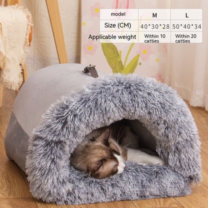 Portable Warm Pet Nest – Cozy Fluffy Bed for Dogs & Cats
