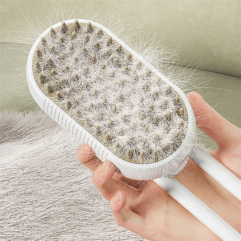 3-in-1 Electric Steam Pet Brush – Grooming, Hair Removal & Massage
